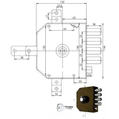 SERRATURA SIC.QUINTUPLICE SX POMPA      3350 MC CR 3350P51MCT200/29 CR SERR.LEGNO APPLICARE      S CR