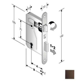 SERRATURA PATENT mm 8x70 E25 BT BRONZATA        GB 48 042 025 +E BONAITI SERR.LEGNO INFILARE  S BONAITI