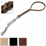 GUINZAGLIO CANI CUOIO TRECCIATO MOLLA cm 50 80-2-M GUINZAGLI                    F EUROCUOIO