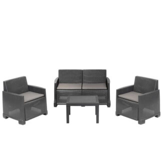 SALOTTINO SET ISEO ANTRACITE        Pz 4 PROGARDEN ISEC04AG ARREDO GIARDINO PROGARDEN    C PROGARDEN