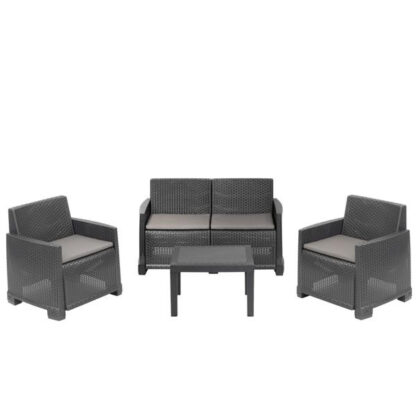 SALOTTINO SET ISEO ANTRACITE        Pz 4 PROGARDEN ISEC04AG ARREDO GIARDINO PROGARDEN    C PROGARDEN