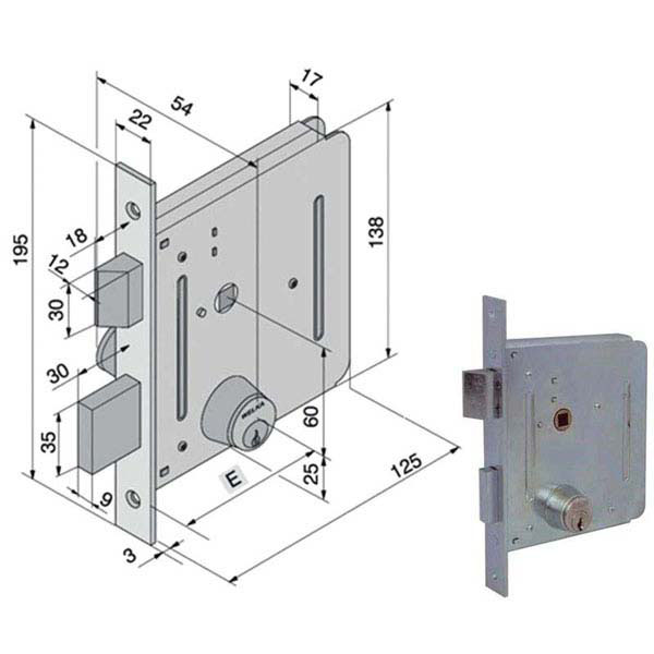 SERRATURA INF.FERRO    605.00.00 050.50.00.0 WELKA 05050000 WELKA SERR.ALL/FERRO INFIL.  S WELKA