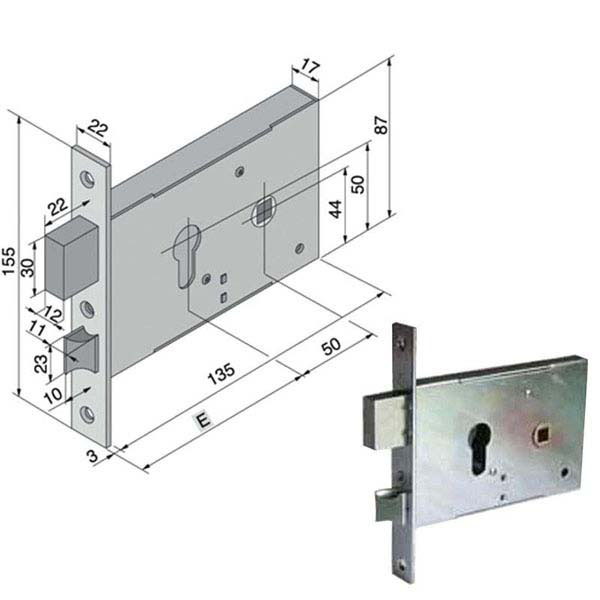 SERRATURA INF.ALL 120.50.01.0 WELKA 12050010 WELKA SERR.ALL/FERRO INFIL. S WELKA