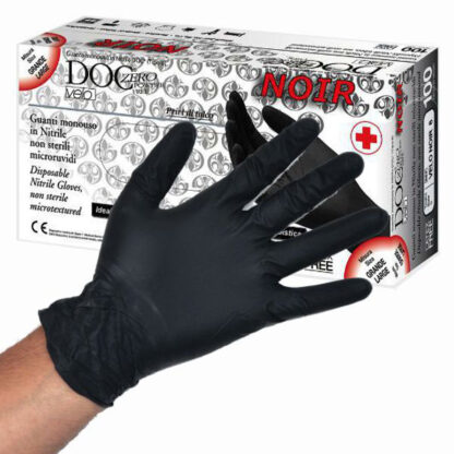 GUANTI NITRILE DOC VELO NOIR POWDER FREE Pz 100 M VELONOIR - M GUANTI LAVORO                F GARDENING