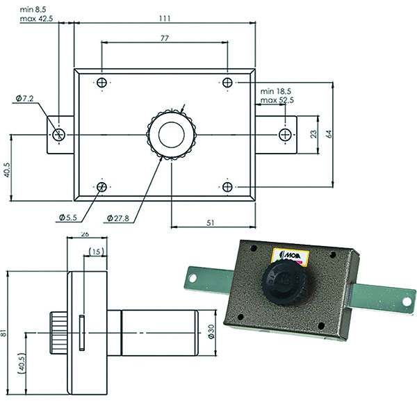 SERRATURA FERROGLIETTO VERTICALE J140PP MOIA J140PP MOIA SERR.LEGNO APPLICARE S MOIA SERRATURE