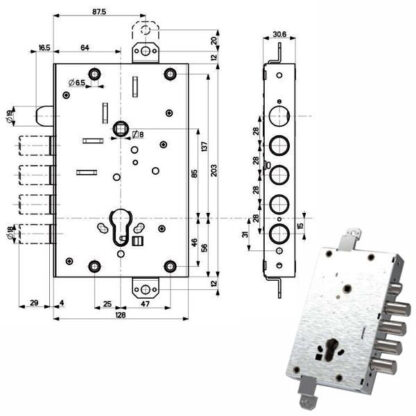 SERRATURA SIC.TRIPLICE int 28        82515 MOTTURA 82515W800Q MOTTURA SERR.BLINDATE        S MOTTURA
