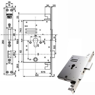 SERRATURA INFILARE FERRO TRIPLICE    89B75 MOTTURA 89B750W00T MOTTURA SERR.ALL/FERRO INF.  S MOTTURA