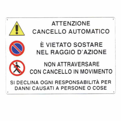 CARTELLO CANCELLO AUTOMATICO      30x 20 ALLUMINIO CIV.A01.078 SEGNALETICA                  F MACHIERALDO