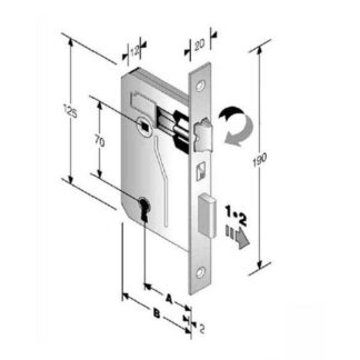 SERRATURA PATENT mm 8x70 E35 BQ                 GB 48 042 035 FC BONAITI SERR.LEGNO INFILARE  S BONAITI