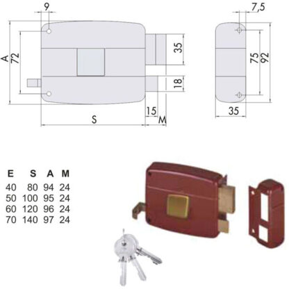 SERRATURA APP.LEGNO SX             50111-70-2 CISA 50111.70.2.N6 CISA SERR.LEGNO APPLICARE    S CISA