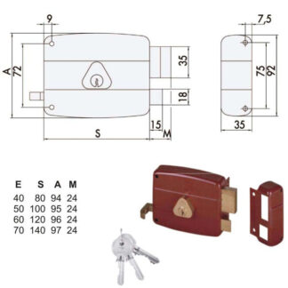 SERRATURA APP.LEGNO DX             50121-40-1 CISA 50121.40.1 CISA SERR.LEGNO APPLICARE    S CISA