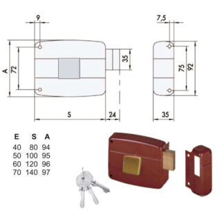 SERRATURA APP.LEGNO DX             50131-50-1 CISA 50131.50.1.N6 CISA SERR.LEGNO APPLICARE    S CISA