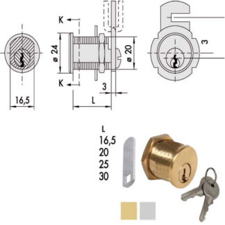 CILINDRO LEV. mm 16 D.20 OTT. NIC. 72210-16-0 CISA 7221016012+06412 CISA CILINDRI                S CISA