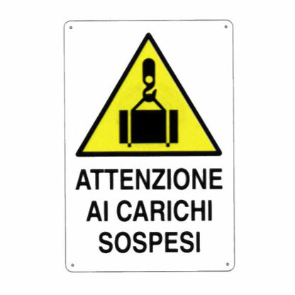 CARTELLO CARICHI SOSPESI          12x 18 ALLUMINIO ALL13707 SEGNALETICA                  F MACHIERALDO