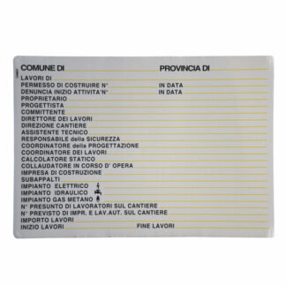 CARTELLO CONCESSIONE EDILIZIA     98x 68 PLASTICA CIV.M02.004 SEGNALETICA                  F MACHIERALDO