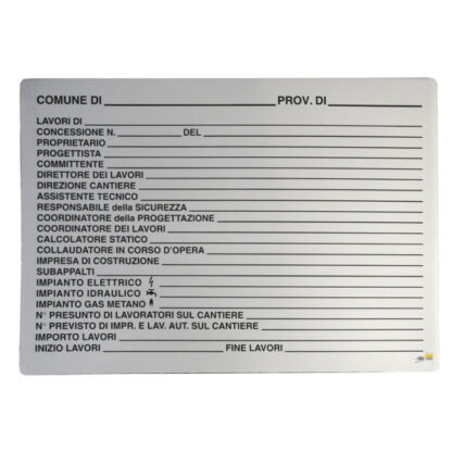 CARTELLO CONCESSIONE EDILIZIA    138x 88 PLASTICA CIV.M02.005 SEGNALETICA                  F MACHIERALDO