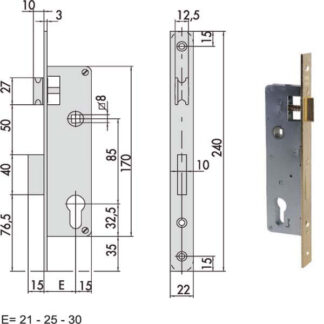 SERRATURA INFILARE LEGNO           5C011-20-0 CISA 5C012.20.0 EX 5C011.20.0 CISA SERR.LEGNO INFILARE     S CISA