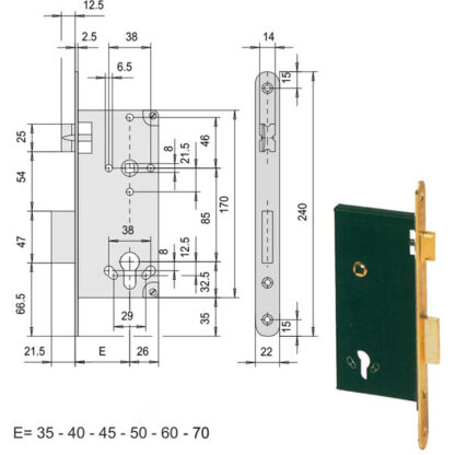 SERRATURA INFILARE LEGNO           5C631-45-0 CISA 5C631.45.0 CISA SERR.LEGNO INFILARE     S CISA