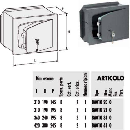 CASSAFORTE CHIAVE 360x240 p.195      8A010.31 CISA 8A010.31.0 CISA CASSEFORTI              S CISA