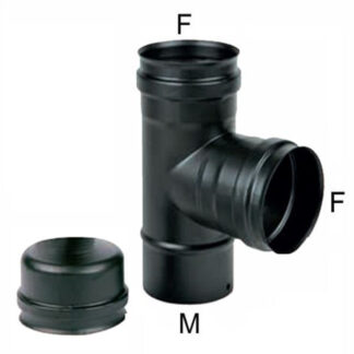 GOMITO T INOX  8 MFF TAPPO   NERO PELLET 300 MARAL NPRT08MFF-080 TUBI PELLET                  F MARAL