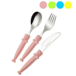 POSATE ACCIAIO AZZURRO   Pz 3 BABY PAPPALLEGRA EME CA3PL/63 POSATE BABY                  C EME