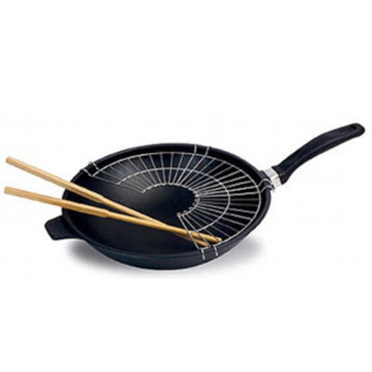 WOK 1 MANICO CON GRIGLIA      cm 32 EXPLORA RISOLI 00080G/32TP0 PENTOLE RISOLI'              C RISOLI