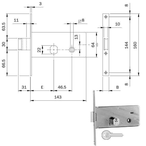 SERRATURA INFILARE FASCE ALL F20 E 60  712602 ISEO 712602 ISEO SERR.ALL/FERRO INFILARE S ISEO