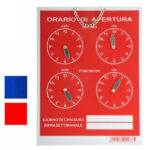 CARTELLO ORARIO 4 OROLOGI TEMPOPOL ROSSO  cm 16x21 T00278 SEGNALETICA                  F