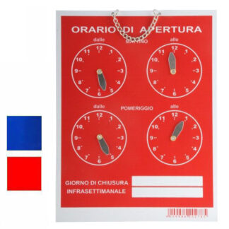 CARTELLO ORARIO 4 OROLOGI TEMPOPOL BLU    cm 16x21 T00279 SEGNALETICA                  F LETTERFIX