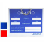 CARTELLO ORARIO APERTURA  TEMPOPOL BLU    cm 15x11 T00177 SEGNALETICA                  F LETTERFIX