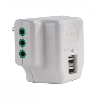 ADATTATORE TRIPLO 10A+T USB BIANCO       87800 FME 87800 SPINE E ADATTATORI EL        F FME