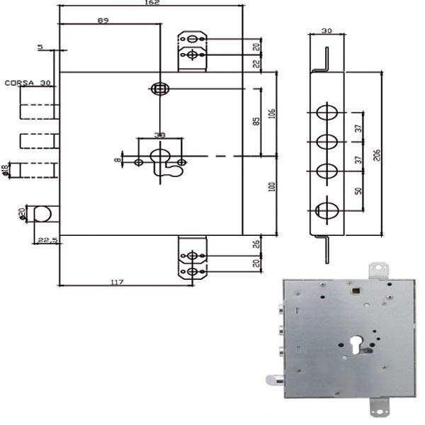 SERRATURA SIC.TRIPLICE DX/SX    668.0537.0G80 ISEO 668.0537.0G80 ISEO SERR.BLINDATE           S ISEO