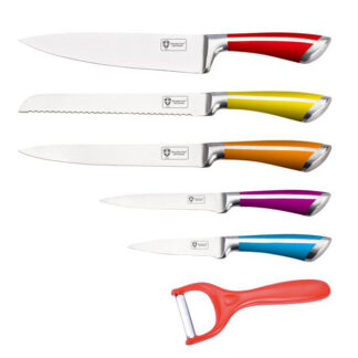 COLTELLI FORGIATI MULTICOLOR Set Pz.6 ROYALTY LINE RL-SS601 COLTELLI CUCINA              C ROYALTY
