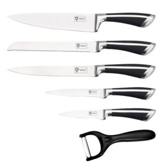 COLTELLI FORGIATI NERI       Set Pz.6 ROYALTY LINE RL-SS600 COLTELLI CUCINA              C ROYALTY