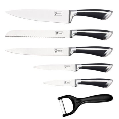 COLTELLI FORGIATI NERI       Set Pz.6 ROYALTY LINE RL-SS600 COLTELLI CUCINA              C ROYALTY
