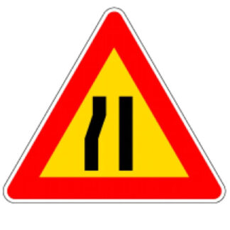 CARTELLO STRADALE STRETTOIA ASIMMETRICA SX     D&B 3030811385 SEGNALETICA                  F DB