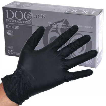 GUANTI NITRILE DOC BLACK POWDER FREE Pz 100 M BLACKPW7 - M GUANTI LAVORO                F GARDENING