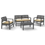 SALOTTINO SET JAVA ANTRACITE        Pz 4 PROGARDEN 05411 C/CUSCINO ARREDO GIARDINO PROGARDEN    C PROGARDEN