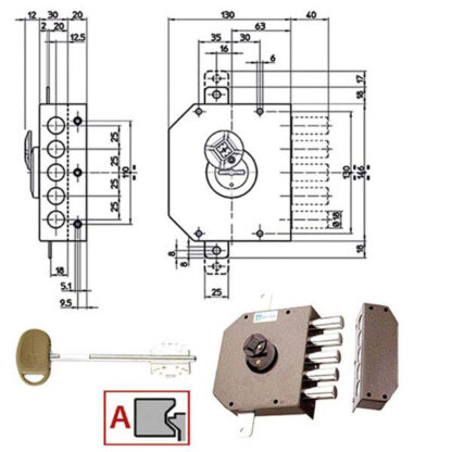 SERRATURA SIC.TRIPLICE DX DM         20520 MOTTURA 20520VDDMX MOTTURA SERR.LEGNO APPLICARE S MOTTURA
