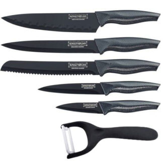 COLTELLI NERI MANICO CARBONIO        Pz. 6 ROYALTY RL-CB5 COLTELLI CUCINA              C ROYALTY
