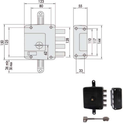 SERRATURA SICUREZZA TRIPLICE SX    57162-60-2 CISA 57162.60.2 CISA SERR.LEGNO APPLICARE    S CISA