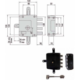 SERRATURA SICUREZZA QUINTUPL.DX    57172-60-1 CISA 57172.60.1 CISA SERR.LEGNO APPLICARE    S CISA