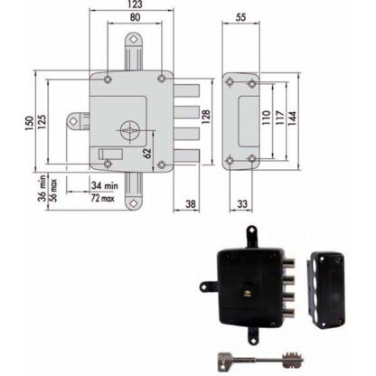 SERRATURA SICUREZZA QUINTUPL.SX    57172-60-2 CISA 57172.60.2 CISA SERR.LEGNO APPLICARE    S CISA