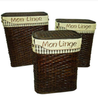 CESTONE RATTAN RETTANGOLARE NOCE LINGE    Set Pz.3 1916480000 CESTE VIMINI                 C VACCHETTI