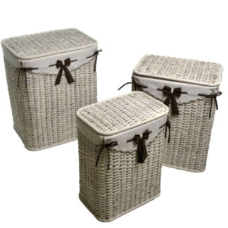 CESTONE RATTAN RETTANGOLARE BIANCO FABIO  Set Pz.3 1918180000 CESTE VIMINI                 C VACCHETTI