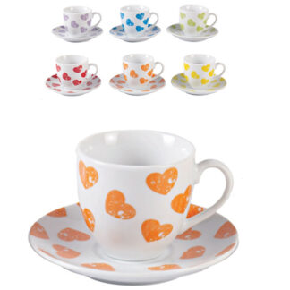 TAZZA CAFFE CUORECOLOR                Pz.6 BORELLA 23924 TAZZE CERAMICA               C BORELLA