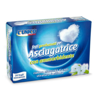 FOGLI PROFUMATI ASCIUGATRICE         Pz 20 L'UNICO CAS60064-CAS10279-CAS10280 DETERSIVI BIANCHERIA         C LUNICO