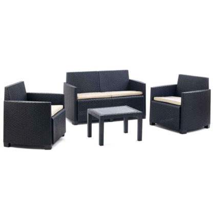SALOTTINO SET ARENA ANTRACITE       Pz 4 PROGARDEN RNL404AN C/CUSCINO ARREDO GIARDINO PROGARDEN    C PROGARDEN