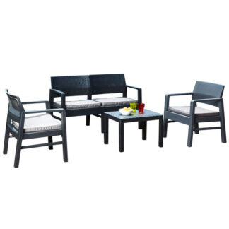 SALOTTINO SET KILIMANJARO ANTRACITE Pz 4 PROGARDEN KIL04CAN C/CUSCINO ARREDO GIARDINO PROGARDEN    C PROGARDEN