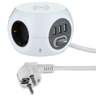 MULTIPRESA 3xSK 3xUSB INT CARICABATT.  ELECTRALINE 62079LV AVVOLGICAVI E PROLUNGHE      F ELECTRALINE